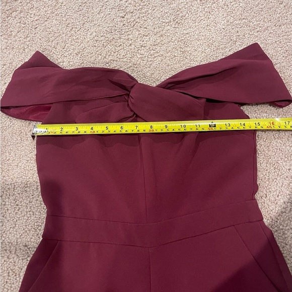 ADELYN RAE Red Crepe Twisted Off-Shoulder neckline Straight Leg Jumpsuit - Picture 7 of 11